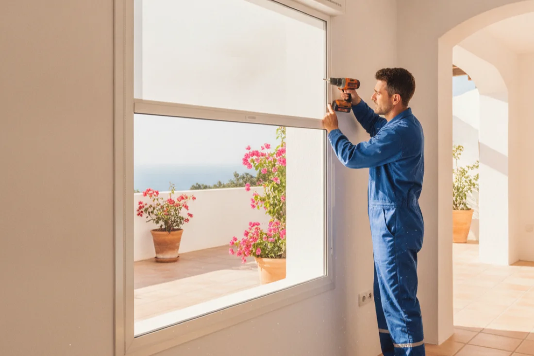 Instalación de mosquitera enrollable en ventana en Chiclana de la Frontera